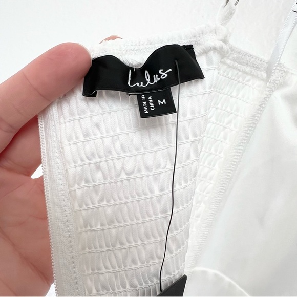 Lulus Grace and Beauty White Burnout Floral Print Tiered Dress Size Medium NWT - Picture 11 of 15